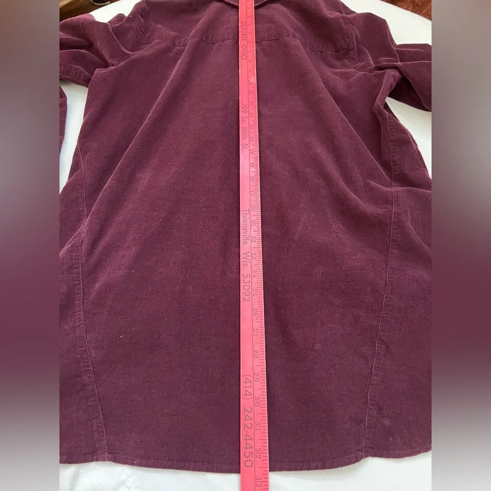 J Jill Corduroy Shirt Tunic Size LARGE TALL  Button Front  Wine Burgundy - Picture 13 of 15